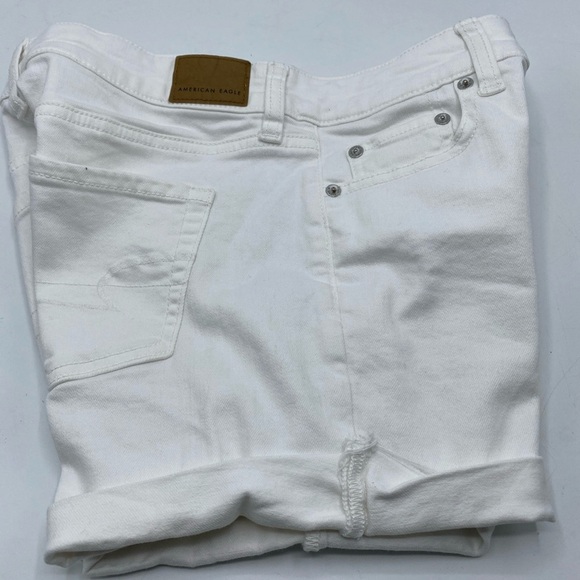 American Eagle Women's Super Stretch White Jean Shorts Cuffed 4 - Picture 3 of 5